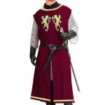 Viduramžių Helovino riterio tabardas Cosplay kostiumas Vikingų berankovė tunika Siuvinys Liūto &scaron;irdies kario suknelė Renesanso LARP 6XL bordinė