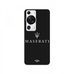 Coque Huawei P60 Pro MASERTATI BLANC FOND CARBONNE Maniacase balta
