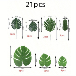 Dirbtiniai palmių lapai 5-8 rū&scaron;ių dideli maži žali netikri palmių lapai su stiebais safario džiunglėms havajieti&scaron;kam luau vakarėlio stalo dekoravimui vestuvėms gimtadieniui 21 Pcs