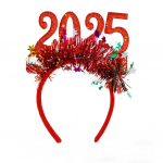 &bdquo;Cosplay&ldquo; plaukų lankelis &bdquo;Glitter&ldquo; 2025 m. numerio dekoras Naujųjų metų galvos juosta Auk&scaron;to elastingumo dizaino plaukų juosta Kalėdų vakarėlio dekoracija raudona