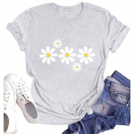 Moteri&scaron;ka mada kasdienai vasarai patogi su spauda apvali kaklo i&scaron;kirptė trumpomis rankovėmis vir&scaron;us palaidinė L armijos žalia spalva