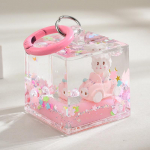 Animacinis smėlio laikrodžio buteliukas automobilio raktų pakabukas - Mielas mergaitės akrilinis krep&scaron;io pakabukas aksesuaras Color rings + large square bottle