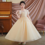 Mergaičių auk&scaron;tos klasės pūkuota princesės suknelė - Vasarinis pasirodymas pianinu ir gimtadienio apranga 150 cm