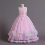 Paauglių vintažinė pamergė vaiki&scaron;ka vakarinė suknelė mergaitėms Vaikų kostiumas i&scaron; tiulio, baltas konkursų princesės mergaičių vakarėlis, vestuvinė i&scaron;leistuvių suknelė 130cm