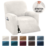 Aksominis elastingas supamojo krėslo atlo&scaron;as - Storas, vientisos spalvos, vienos sėdynės apsauga 4-Piece Set