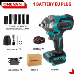 ONEVAN 1200 N.m be&scaron;epetėlinis elektrinis smūginis veržliasūkis 1/2'' belaidis 3 funkcijų elektrinis atsuktuvas gręžtuvas įrankis Makita 18V baterijai 1Battery-12pcs Set