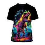 Madingi vyri&scaron;ki mar&scaron;kinėliai 3D spauda Dinozauro grafika Mar&scaron;kinėliai Unisex Vasariniai kasdieniai trumpomis rankovėmis apvaliu kaklu Mar&scaron;kinėliai Harajuku Vaiki&scaron;ki mar&scaron;kinėliai XL