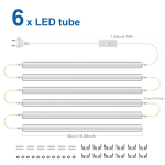 50 cm T5 LED vamzdelis, 15 W, aliuminio LED fluorescencinė vamzdinė lemputė, garažo lubų &scaron;viestuvas, virtuvės spintelės sieninis &scaron;viestuvas, 220 V 6pcs &scaron;ilta balta spalva