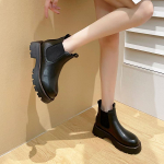 Platforminiai &bdquo;Chelsea&ldquo; batai, moteri&scaron;ki, natūralios odos, 2024 m. rudens batai Moteri&scaron;ki madingi moteri&scaron;ki batai Botas De Mujer 4 juoda