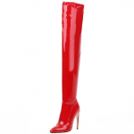 Tamprūs auk&scaron;takulniai batai vir&scaron; kelių Moteri&scaron;ki Seksualūs Juodi Batai vir&scaron; Kelio Moteri&scaron;ki Auk&scaron;takulniai Smailianosiai Rudeniniai Lakiniai Ilgi Striptizo Batai Moterims 47 raudona