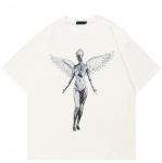 Streetwear Juokingi Grafiniai Mar&scaron;kinėliai Medvilniniai Mar&scaron;kinėliai Unisex Vir&scaron;ūnės Vasariniai Mar&scaron;kinėliai Trumpomis Rankovėmis S balta