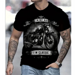 Nauji vasariniai vyri&scaron;ki mados mar&scaron;kinėliai, asmenybės, su motociklo spauda, vyri&scaron;ki mar&scaron;kinėliai, topas M juoda