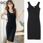QICED Moteri&scaron;ka mada su apvaliu kaklu Seksuali berankove mini suknelė Madinga suknelė S juoda