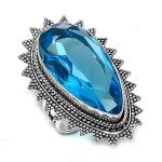 Natural Blue Topaz Gemstone 925 Sterling Silver Jewelry Ring Size 6.5 n3w97