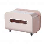 Stalinis servetėlių dėžutė, daugiafunkcis servetėlių laikymo dozatorius su telefono laikikliu, nuotolinio valdymo pultas rožinė