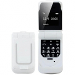 0,66 Mini atlenkiamas mobilusis telefonas Mažiausias atlenkiamas FM belaidis Bluetooth 3.0 rinkiklis Laisvų rankų įranga Vieno SIM kortelės telefonas balta