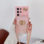 Vienos spalvos rankinė per petį piniginė dėklas, skirtas Samsung Galaxy S24 S21 FE S25 Ultra S23 S22 Plus A06 A16 A56 A36 A54 A55 A35 A25 A15 Galaxy S22+ 5G rožinė