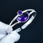 Gražus ametisto brangakmenis rankų darbo rankogalių apyrankė 925 prabos sidabro rankogalių apyrankė, ametisto apyrankė žmonai, unisex apyrankė, Valentino dienos dovana 7 violetinė