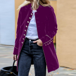 Moteri&scaron;kas &scaron;iltas aksominis paltas ilgomis rankovėmis XL violetinė