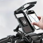 Motociklo, Dviračio, Mobiliojo telefono laikiklis, ABS medžiaga, Magnetinis dizainas, I&scaron;traukiamas, Atsparus lietui Dviračio ir Elektrinio dviračio navigacijos laikiklis juoda