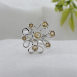 Citrino Brangakmenio Sidabrinis Žiedas, 925 Sterlingo Sidabro Rankų Darbo Papuo&scaron;alas, Moteri&scaron;kas Sidabrinis Žiedas, Dovana Jai Ar8927 13 geltona