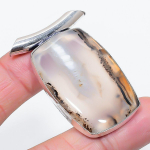 Natural Montana Agate Gemstone 925 Sterling Silver Jewelry Pendant 1.97 v8f19
