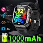 2025 Nauja 1000 mAh baterija, didelės rai&scaron;kos AMOLED ekranas, IP68 atsparumas vandeniui ir Bluetooth skambučiai tinka Android i&scaron;maniesiems laikrodžiams Black silicone