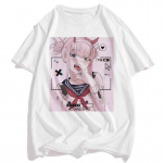Vyri&scaron;ki Senpai Anime Girl Nerdy Modal White Print mar&scaron;kinėliai Moteri&scaron;ki Manga Streetwear mar&scaron;kinėliai M