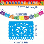 2 vnt. Mirusiųjų dienos vakarėlio dekoracijų 1 vnt. Fiesta baneris su 9 Meksikos tema vakarėlio vėliavėlių girlianda Mirusiųjų dienos pakabinamas dekoras Namų vakarėlio reikmenys 2sets