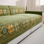 1 vnt. Bohemi&scaron;kas žakardinis &scaron;enilinis sofos rank&scaron;luostis Boho stiliaus sofos užvalkalas visiems sezonams Svetainės sofos baldų apsauga Dekoras 90x180cm žalia