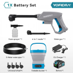 YOFIDRA 100BAR elektrinis auk&scaron;to slėgio ploviklis su sulankstomu 15L bakeliu, automobilio plovimui, sodo vandens pur&scaron;kimo pistoletas, skirtas Makita 18V akumuliatoriui 1 Battery Set