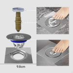 Type Floor Drain Odor Resistant Core Shower Metal Portable Easy to Clean Popup Strainer Foot
