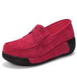 Karvės zom&scaron;a Moteri&scaron;ki platforminiai plei&scaron;tiniai kulnai Madingi makramė platforminiai batai Eleganti&scaron;ki vidutinio amžiaus motinos batai Užmaunami loaferiai 39