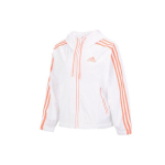Adidas Dryžuotas spalvotas su rai&scaron;teliu gobtuvėlis Striukė Moteri&scaron;ka Vir&scaron;utinė apranga Balta HT8752 XXL