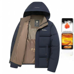 Žieminė parka vyrams Storas laisvalaikio paltas Slim Fit Vir&scaron;utinis drabužis Vandeniui atsparus &Scaron;iltas Vienspalvis Lauko vir&scaron;utinis drabužis Paltas su gobtuvu M tamsiai mėlyna spalva