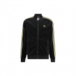 Adidas Originals Velour Stripped Embroidered Logo Zip Jacket Men Jackets Black HR3445 XXXL