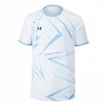 Under Armour dryžuoti sportiniai fitneso mar&scaron;kinėliai trumpomis rankovėmis su apvalia apykakle Unisex Vir&scaron;utiniai drabužiai Balti 25500523-100 S