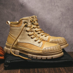 Mada Lauko Odiniai Vyri&scaron;ki Užmaunami Batai Platforminiai Batai Prabangaus Prekės Ženklo Vyri&scaron;ki Žieminiai Pliu&scaron;iniai Sniego Batai Madingi Derantys prie Visko Vyri&scaron;ki Motokroso Batai 45 geltona