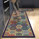 Boho virtuvės kilimėlių rinkinys Atminties putos Spalvingas Keraminis Komforto Plytelių Grindų Kilimėlis Nuo nuovargio Neslystantis Bėgimo takelio kilimėlis Vandeniui ir aliejui atsparus Kilimas Skalbimo kriauklė 40 x 150 cm 1pc tamsiai elektrine mėl ...
