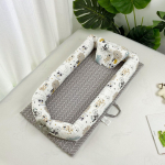 Sulankstoma bioninė ne&scaron;iojama kūdikio lovelė: Skalbiamas grynos medvilnės naujagimio miego lizdelis 90*50*15cm