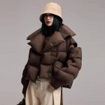 Žieminė pūkinė striukė moterims Trumpas pūkinis paltas Streetwear &Scaron;iltas parkas Rankovės Vir&scaron;utinis drabužis XXS black