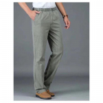 Naujos rudens vasaros laisvalaikio kelnės Natūralios medvilnės lininės auk&scaron;tos juosmens plius dydžio lininės kvėpuojančios laisvos vyri&scaron;kos kelnės 5XL