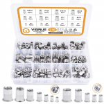 230PCS SAE & Metric  UNC erts Rivnut Assortment Kit, Flat Head Insert Nut Assort #8-32#10-24 1/4 -20 3/8 -16 5/16 -18 and M3 M5 M6 M8 M10 M12 One Size