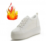 Madingi Kar&scaron;ti 8cm Natūralios Odos Moteri&scaron;ki Batai Balti Platforminiai Riedlentės Sportbačiai Platforminiai Plei&scaron;tai Oro Tinklelis Tu&scaron;čiaviduriai Kvėpuojantys Pavasaris 34