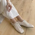 Nauji Retro Mink&scaron;to Padėklo Viengubiai Bateliai Moteri&scaron;ki Kvadratiniu Pir&scaron;tu Suvarstomi Vienspalviai Plok&scaron;čiapadžiai Lengvi Patogūs Mokasinai Sapatos Femininos 35 balta