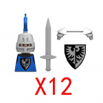 Suderinami MOC Viduramžių statybinių kaladėlių personažai Kariai Drakonų riteriai Juodasis liūtas Erelis Žaislas Dovana Kaladėlės Ūkininkas Karys X048
