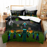 3D Skaitmeninės spaudos trijų dalių Minecraft žaidimo vaiki&scaron;kas animacinis antklodės komplektas AU Sing140*210cm