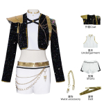 Rumi Zoey Mira Cosplay KPop Demonų Kostiumas Medžiotojai Moterys Juodas Auksinis Kostiumas Saja Berniukai Helovino Vaidmenų Žaidimo Apranga 130 black