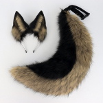 2 vnt./rinkinys Gyvūno Fursuit Ausys Uodega Helovino &Scaron;ventė Cosplay Galvos Apdangalas Pliu&scaron;inis Žvėris Vilko Uodegos Lapės Ausys Plaukų Juosta Kailuotas &Scaron;uo COS Uodega black