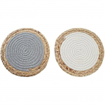 Padėklas - DKD Home Decor - Standartinis - Baltas ir Pilkas - Medvilnė ir Pluo&scaron;tas - 20x20 cm balta